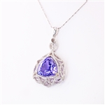 14.02ct Tanzanite and 0.68ctw Diamond 14K White Gold Pendant (Vault_R64) 