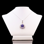 14.02ct Tanzanite and 0.68ctw Diamond 14K White Gold Pendant (Vault_R64) 