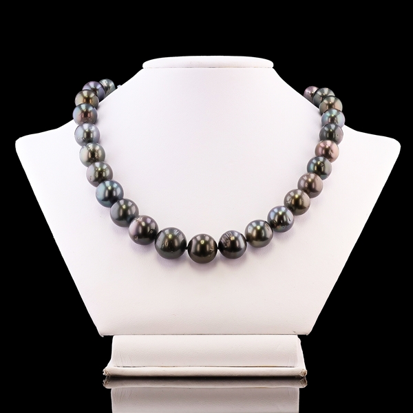 11mm to 14mm Tahitian Cultured Pearl Necklace with 14K White Gold Clasp (GIA CERTIFIED) (Vault_R64) 