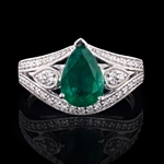 2.27ct Emerald and 0.35ctw Diamond Platinum Ring (Vault_R64) 
