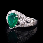 2.27ct Emerald and 0.35ctw Diamond Platinum Ring (Vault_R64) 