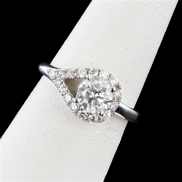 1.01ct G COLOR SI3 CLARITY CENTER Diamond 18K White Gold Ring (1.34ctw Diamonds) (Vault_R64) 