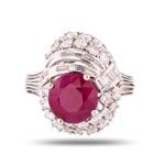 3.29ct BURMESE Ruby and 1.36ctw Diamond Platinum Ring (GIA CERTIFIED) (Vault_R64) 
