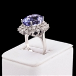 12.47ct Tanzanite and 0.59ctw Diamond 14K White Gold Ring (Vault_R64) 