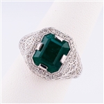 3.66ct Emerald and 0.80ctw Diamond Platinum Ring (Vault_R64) 