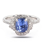 2.50ct UNHEATED Violetish Blue Sapphire and 0.50ctw Diamond Platinum Ring (GIA CERTIFIED) (Vault_R64) 