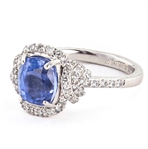 2.50ct UNHEATED Violetish Blue Sapphire and 0.50ctw Diamond Platinum Ring (GIA CERTIFIED) (Vault_R64) 