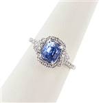 2.50ct UNHEATED Violetish Blue Sapphire and 0.50ctw Diamond Platinum Ring (GIA CERTIFIED) (Vault_R64) 