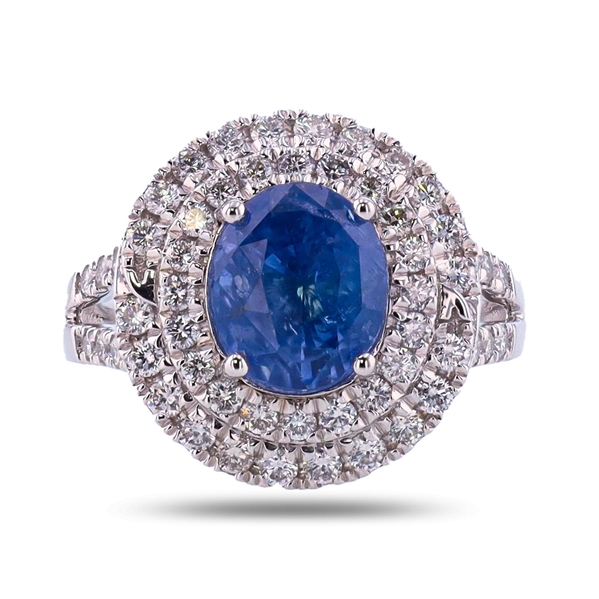 5.05ct UNHEATED Blue Sapphire and 1.05ctw Diamond Platinum Ring (GIA CERTIFIED) (Vault_R64) 