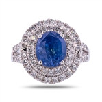 5.05ct UNHEATED Blue Sapphire and 1.05ctw Diamond Platinum Ring (GIA CERTIFIED) (Vault_R64) 