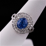 5.05ct UNHEATED Blue Sapphire and 1.05ctw Diamond Platinum Ring (GIA CERTIFIED) (Vault_R64) 