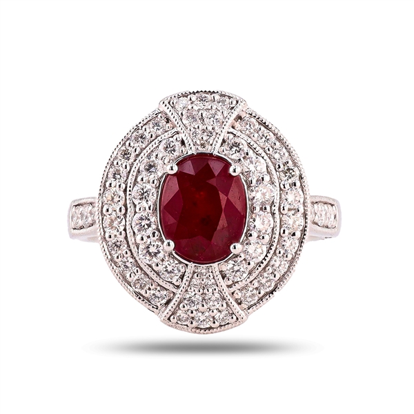 2.06ct Ruby and 0.73ctw Diamond Platinum Ring (GIA CERTIFIED) (Vault_R64) 