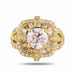 2.60ct G COLOR I1 CLARITY CENTER Diamond 18K Yellow Gold Ring (2.60ctw Diamonds) (Vault_R64) 