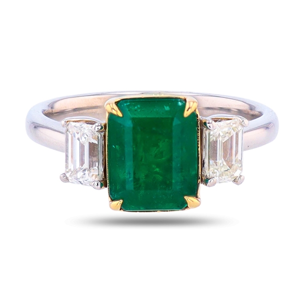 2.24ct Emerald and 0.80ctw Diamond 14K White and Yellow Gold Ring (Vault_R64) 
